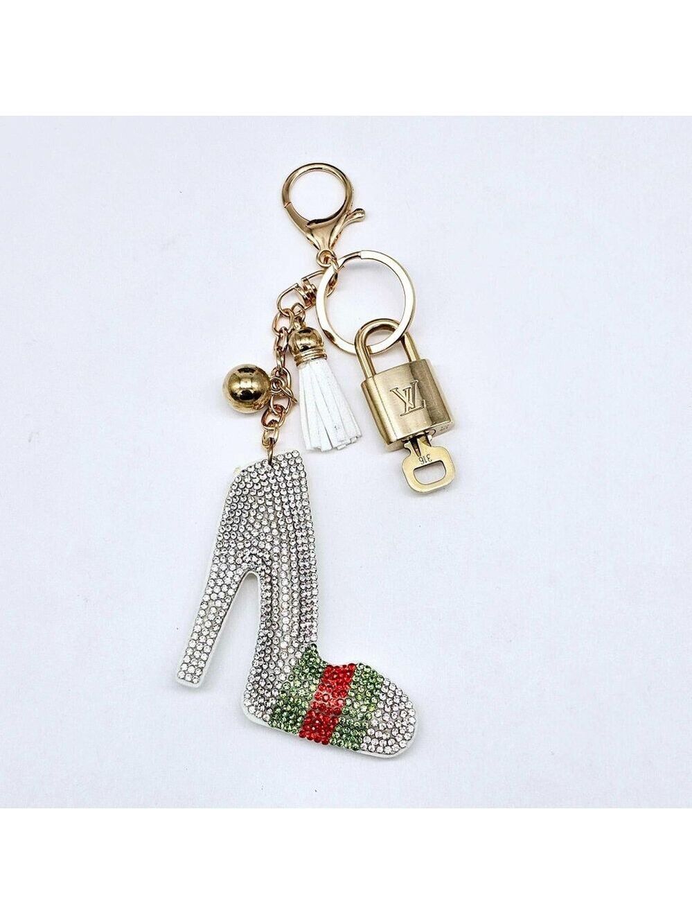 Authentic LV Gold Padlock & Key Set ✨ Luxury Bag Charm w/ Unbranded Keychain